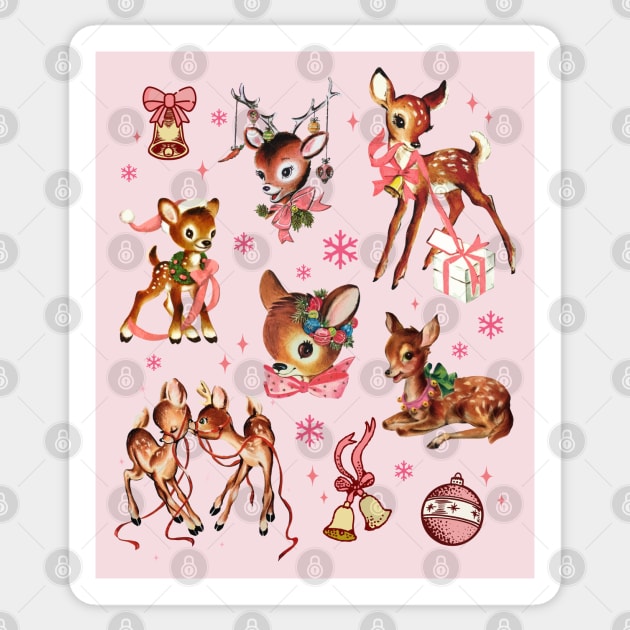 Retro Pink Cute Reindeer Christmas Collage Sticker by PUFFYP